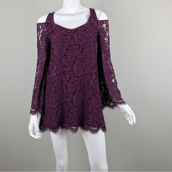 NEW {Chaser} Open Back Bell Sleeve Mini Dress - Picture 3 of 8